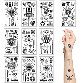 Pirate Temporary Tattoo for Kids,10 Sheets Pirate Skull Themed Tattoo Stickers Waterproof Caribbean Pirate Ship Fake Tattoos for Birthday Party Favors Goodie Bags Stuffers Party Fillers