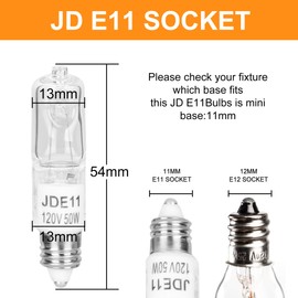 JD E11 120V 50 Watt Halogen Bulbs,Mini Candelabra Bulbs for House Lighting Fixtures,Ceiling Lamps,Table Lamps,Cabinet Lighting(4 Pack)