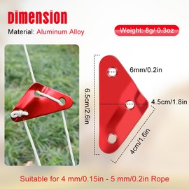 HOTUT Guyline Cord Adjuster, 12 Pcs Aluminum Rope Tensioner Cord Adjuster Wind Rope Buckle, Guy Rope Tensioners for Outdoor Activity, Tent Rope Adjuster for Hiking Camping Tent Accessory, Red