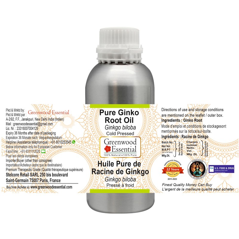 Greenwood Essential Pure Ginko Root Oil (Ginkgo biloba) Cold Pressed