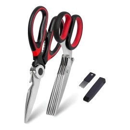 Tijeras De Cocina Multiusos De Acero Inoxidable, 2 Piezas Rojo Y Negro Folvirex