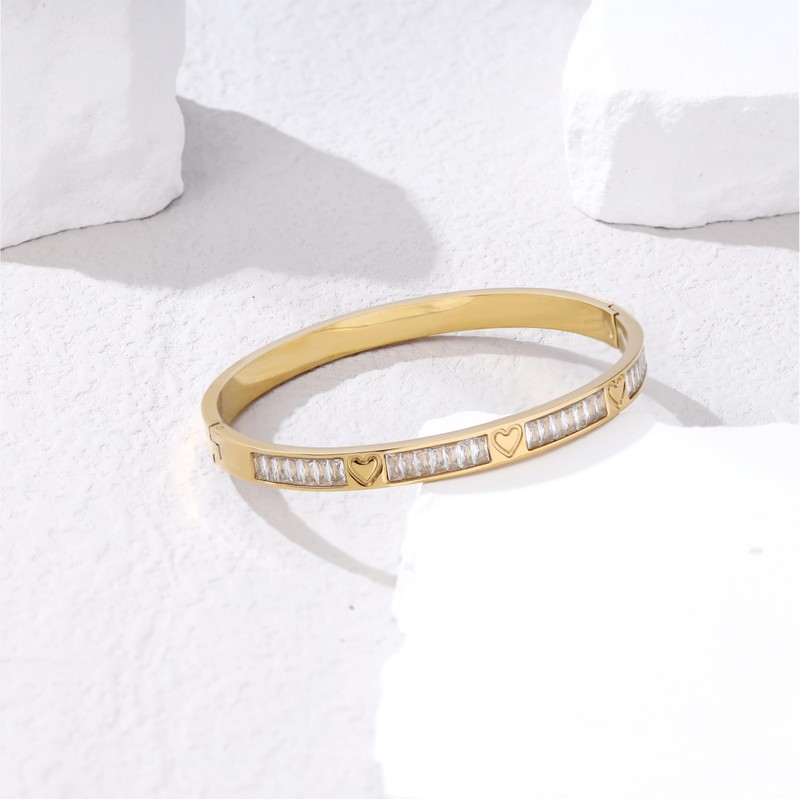 MILAKOO 14K Gold Plated Stainless Steel Bracelets Distance Love Rhinestone