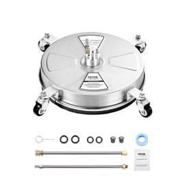 VEVOR 16.5" Pressure Washer Surface Cleaner, Stainless Steel Pressure Washer Attachments with 4 Wheels, 4000 Max PSI, 1/4 Quick Connector, 2 Spray Nozzles, 2 Extended Wands for Concrete, Patio, Deck