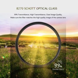 Hityeneed UV Protection Filter with Ultra-Slim 36 Multi-Layer Coatings UV Lens Filter, Photography Filter,Transmission Rate ≥ 99.7%, B270 Glass UV Filter for Camera Lens (52mm)