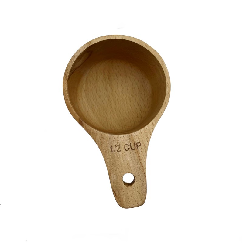 Yuqim 1 Pcs Wooden Measuring Cup Beech Wood Coffee Scoop