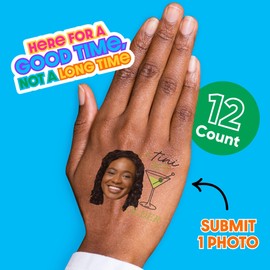 Big Dot of Happiness Custom Photo A Tini Bit Older - Martini and Cocktail Birthday Party Favors - Fun Face Temporary Tattoos - Set of 12