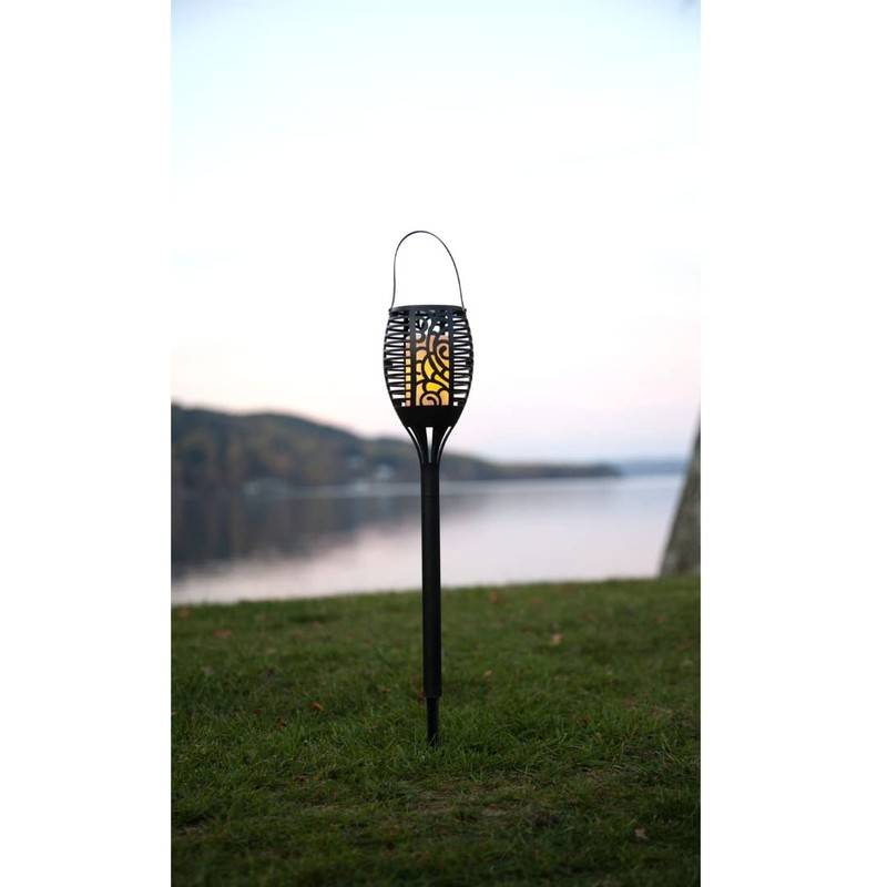 Star LED Solar Torch Flame Black