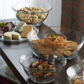 Anchor Hocking Bowls & Platter Hobnail Serving Dishes, 3 Piece Set, Dishwasher Safe Glass