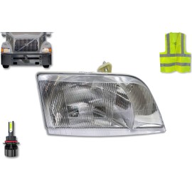 KOZAK Headlight with 1x LED Bulbs 9007 (Right Passenger Side) Compatible with Volvo VN VNL 1998-2003, VNM 2000-2017 PLUS Reflective Vest