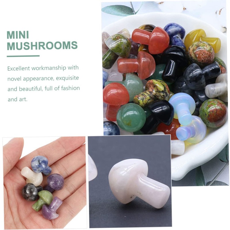 IWOWHERO Set of 20 Small Mushroom Ornaments Crystal Mini Mushrooms