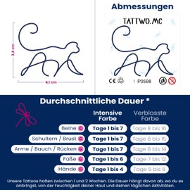 Tattwo.me Temporary Tattoos for Adults and Children 2 Weeks Waterproof - Monkey in Line Drawings - Vegetable Ink - EU Cosmetic Certificate - (P0598)