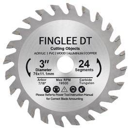 FINGLEE DT Wood Saw Blade TCT Circular Cutting Blade for Woodworking (3 inch （24T/11.1MM）)