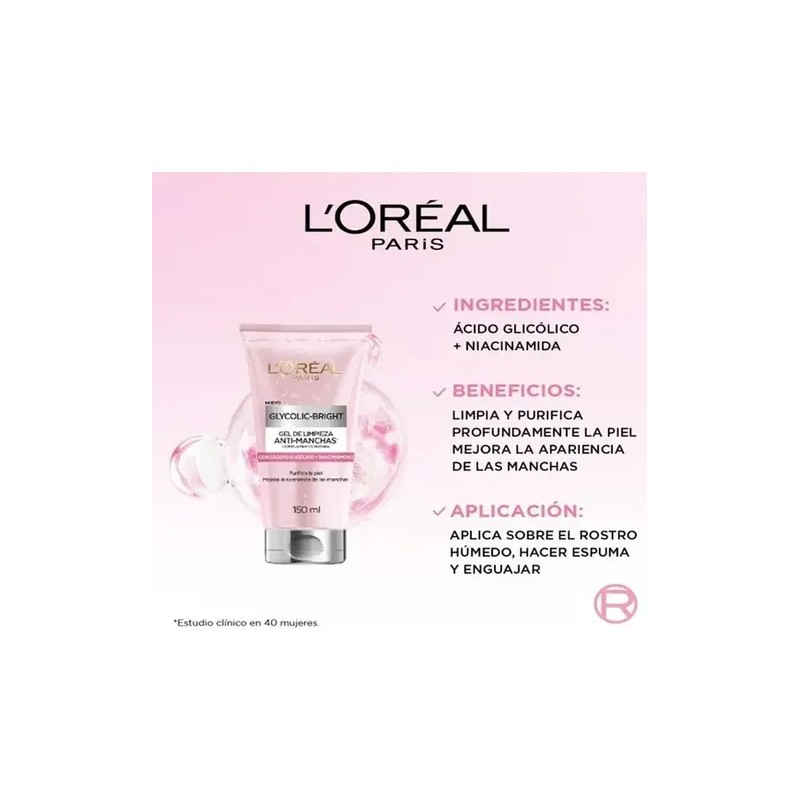 Loréal Paris Glycolic Brigh Gel Peeling Exfoliante Skincare