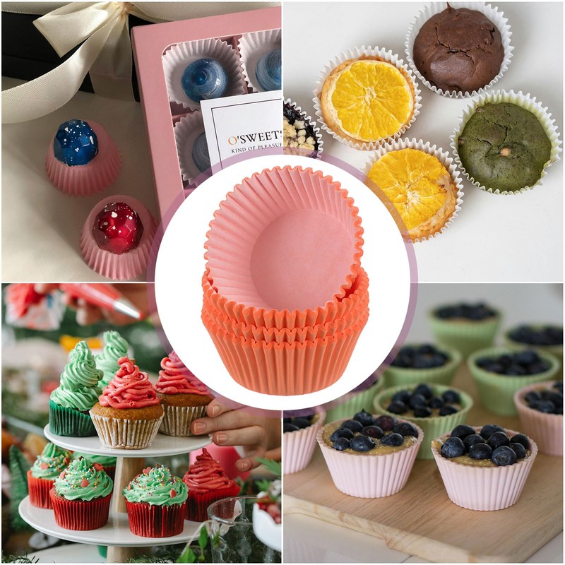 sourcing map 100 Count Cupcake Liners Orange Cupcake Cups Standard