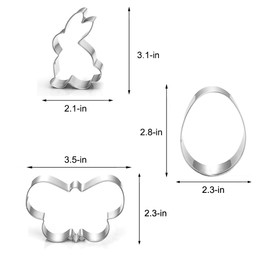 Large Easter Cookie Cutters - 5 pieces Cookie Cutters Shape - Bunny, Egg, Carrot, Chick and Butterfly Shapes for Easter Food Party Decorations