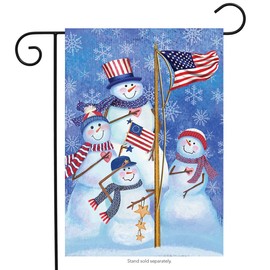 Briarwood Lane Patriotic Snowmen Winter Garden Flag American Flag Snowman Family 12.5" x 18"