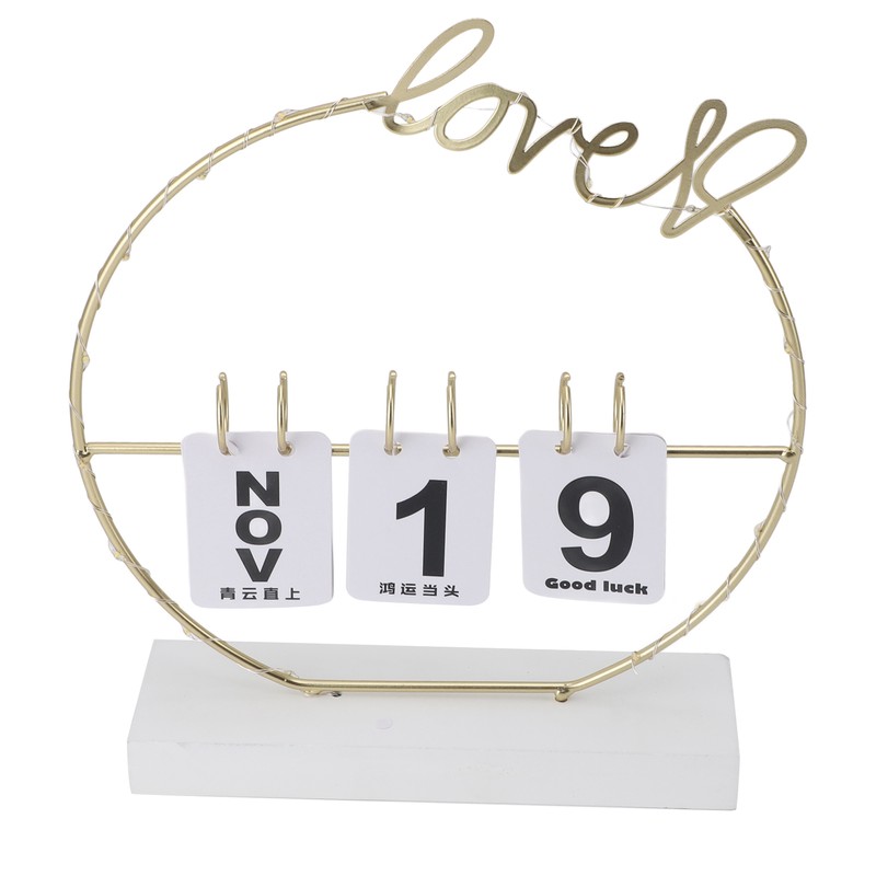 Metal Desk Calendar Modern Creative Tabletop Flip Calendar with LED