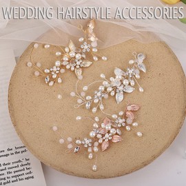 KINDOYO Bride Hair Headbands Accessories - Wedding Flower Headband Bridal Bridesmaid Hair Pieces Hair Clip Pearl Rhinestone Hair Vine for Women and Girls - Silver