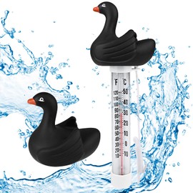 Pool Thermometer Easy to Read, Water Temperature Thermometer for Pools and Spas, Floating Swimming Pool Thermometer with String (Black Swan)