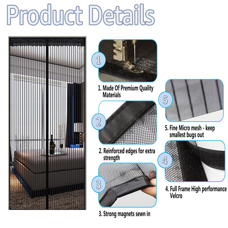 TheFitLife Magnetic Screen Door - Heavy Duty Mesh Curtain with