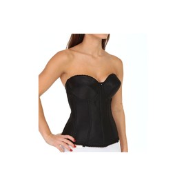 Carnival Women's Full Figure Satin Corset Bra, Black
