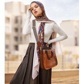 AUYOCO Vegan Leather Crossbody Bags for Women, Crossbody Purse with Guitar Strap Zipped Pockets Handbag Shoulder Bag