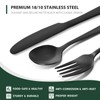 Hiware 48-Piece Matte Black Silverware Set with Steak Knives, Black