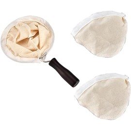 Nell Filter Wood Neck with Handle Frakware Cloth Coffee Filter Nell Drip Cloth Filter for Home Office (A,20*11CM)