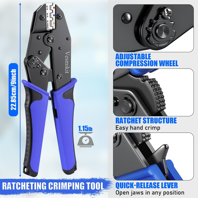 Crimping Tool Set 6PCS - Ratchet Wire Crimping Tool for