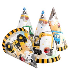 WERNNSAI 12 Pcs Construction Party Hats - Construction Birthday Party Supplies Birthday Party Hats Baby Shower Favors Truck Party Decorations Building Dress Up Headbands