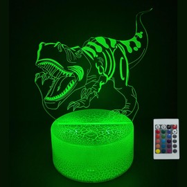 JOCHUI Dinosaur T-Rex Night Light, 3D Illusion Table Lamp with 16 Colors Remote Control Touch Lamp LED USB Night Light Desk Lamps Room Decorations Home Decor Holiday Gifts Birthday Gifts