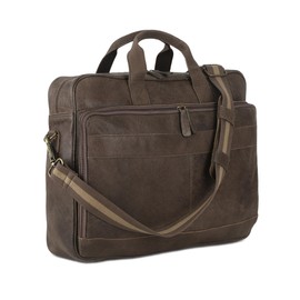 KomalC 16 Inch Leather briefcases Laptop Messenger Bags for Men and Women Best Office Satchel Bag (Grey)