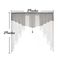 Swag - Cortinas translúcidas para sala de estar, cenefa para ventanas de granja, bolsillo para barra de borlas, cortinas festoneadas a medida para cafetería, recámara, baño, ventanas, 1 pieza gris + blanco 39 pulgadas de ancho x 39 pulgadas de largo