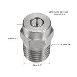 uxcell 4Pcs Pressure Washer Tip 1/4" Male NPT Threaded Spray Nozzles Stainless Steel for Water Gun Water Broom and Undercarriage Cleaner (25 Degree, 1.07mm Orifice)
