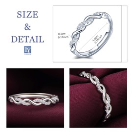 Yumilok Women's Ring Knot Infinity Adjustable Cubic Zirconia Anniversary Ring Partner Rings Finger Ring Trust Ring 925 Sterling Silver for Women, Sterling Silver Sterling silver Zirconia