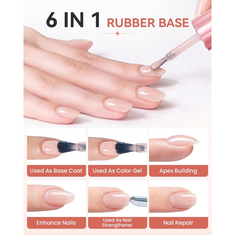 Makartt Rubber Base Builder Gel 15ml - Nude 6-in-1 for