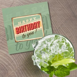 Unbranded Happy Birthday To You Retro 4'' X 4'' Square Wooden Coaster