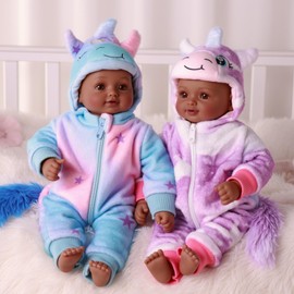 BABESIDE Black Baby Dolls Twins, 17'' Realistic Soft Body Baby Doll Cute Real Life Baby Dolls Girl and Boy with Accessories for 3+ Year Old Kids Gifts, Pretend Play, Collection