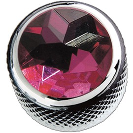 Q-Parts Dome Guitar Knob, Chrome with Pink Crystal Inlay