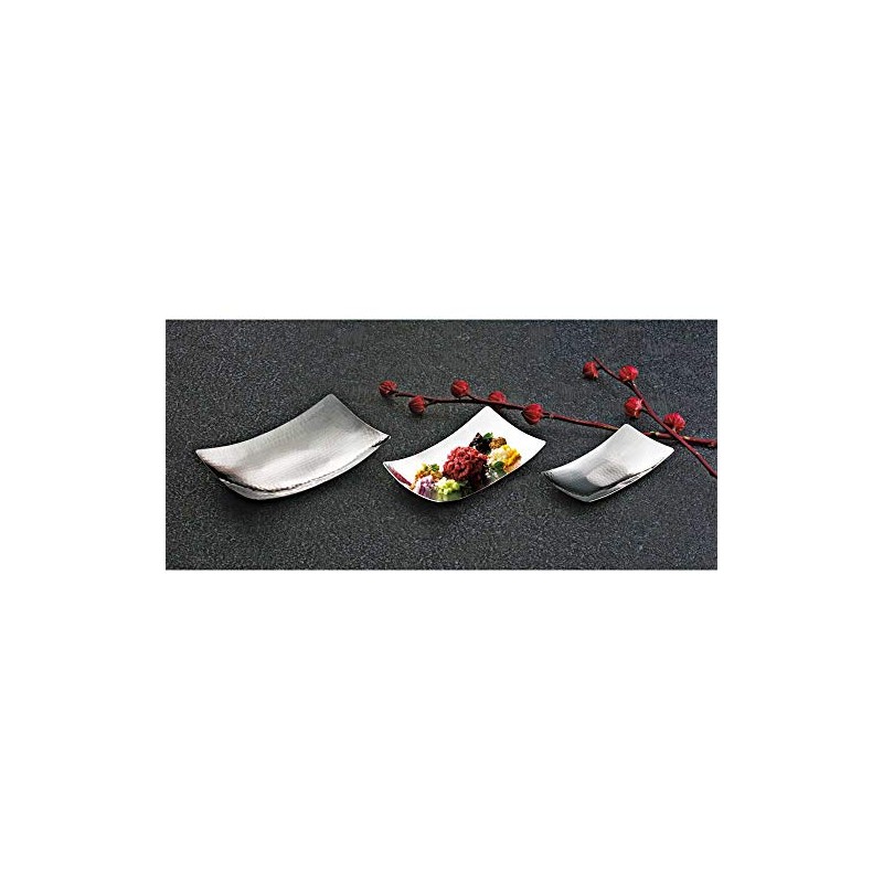 Yamako 23963 Stainless Steel Hammered Rectangular Plate (Large)