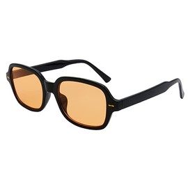 JCTAIFOO Retro Rectangle Oval Sunglasses Women Men Vintage Rectangular Yellow Gradient Tinted Glasses, black/orange