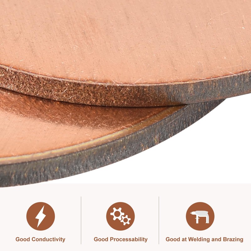 uxcell Pure Copper Sheet, 4pcs 5/8" x 0.12" 9 Gauge