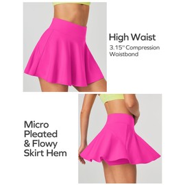 Ewedoos Womens Tennis Skirt with Shorts Underneath Pleated Tennis Skirts for Women Golf Athletic Skorts with Pockets Hot Pink