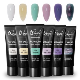 Nail Extension Gel Kit Wenida 6 Colors Glitter Purple Pearl White Mermaid Mint Nail Builder Gel Nail Enhancement Gel Set for Home DIY Nail Manicure Art