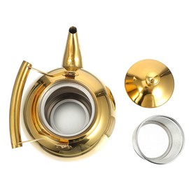 DOITOOL Stove Top Whistling Tea Kettle Stainless Steel Teapot Teakettle for Stove Top Infusers Included Gold 2L