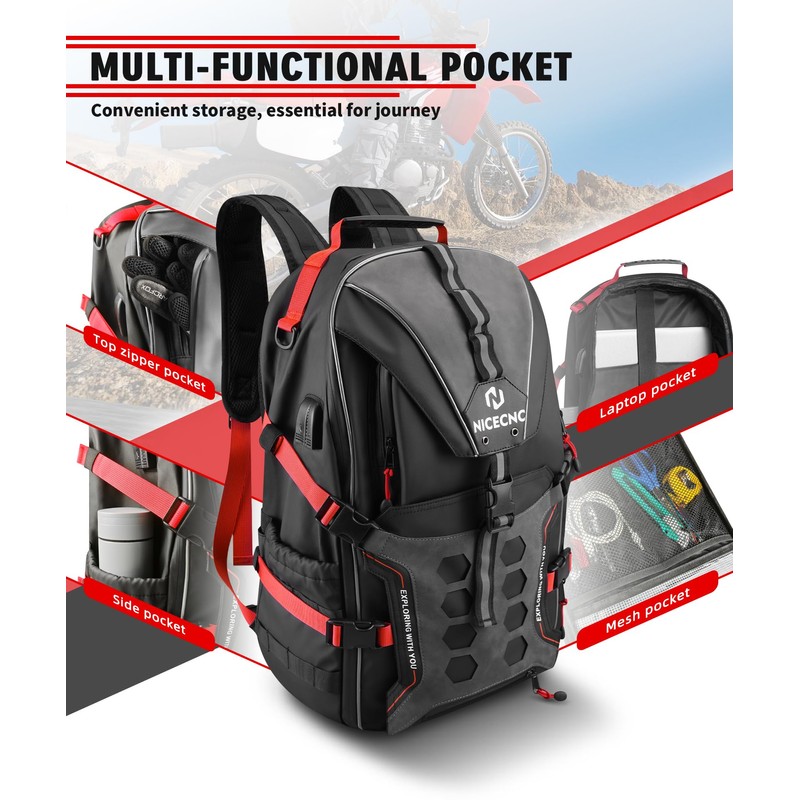 NICECNC Motorcycle Helmet Bag Universal Motorcycle Helmet Backpack with 35L