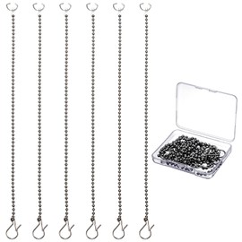 Mudder 6 Pack Toilet Handle Beaded Chain Universal Toilet Flapper Chain Replacement Kit Stainless Steel Lift Chain Replacement for Most Flappers