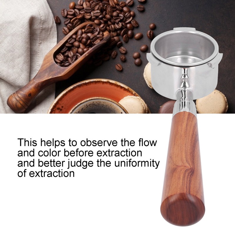 Coffee Bottomless Portafilter Handheld Stainless Steel Bottomless Filter for HouseholdRosewood