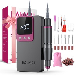 Halmai- 【Alta velocidad hasta 40000 RPM】La máquina pulidora de uñas profesional HALMAI está equipada con cojinetes de alta calidad y tiene una velocidad máxima de 40 000 rpm. Bajo calor, bajo nivel de