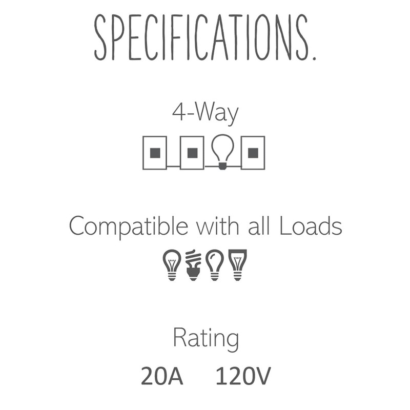 Legrand adorne 20A 4-Way Paddle Switch in Gloss White Finish